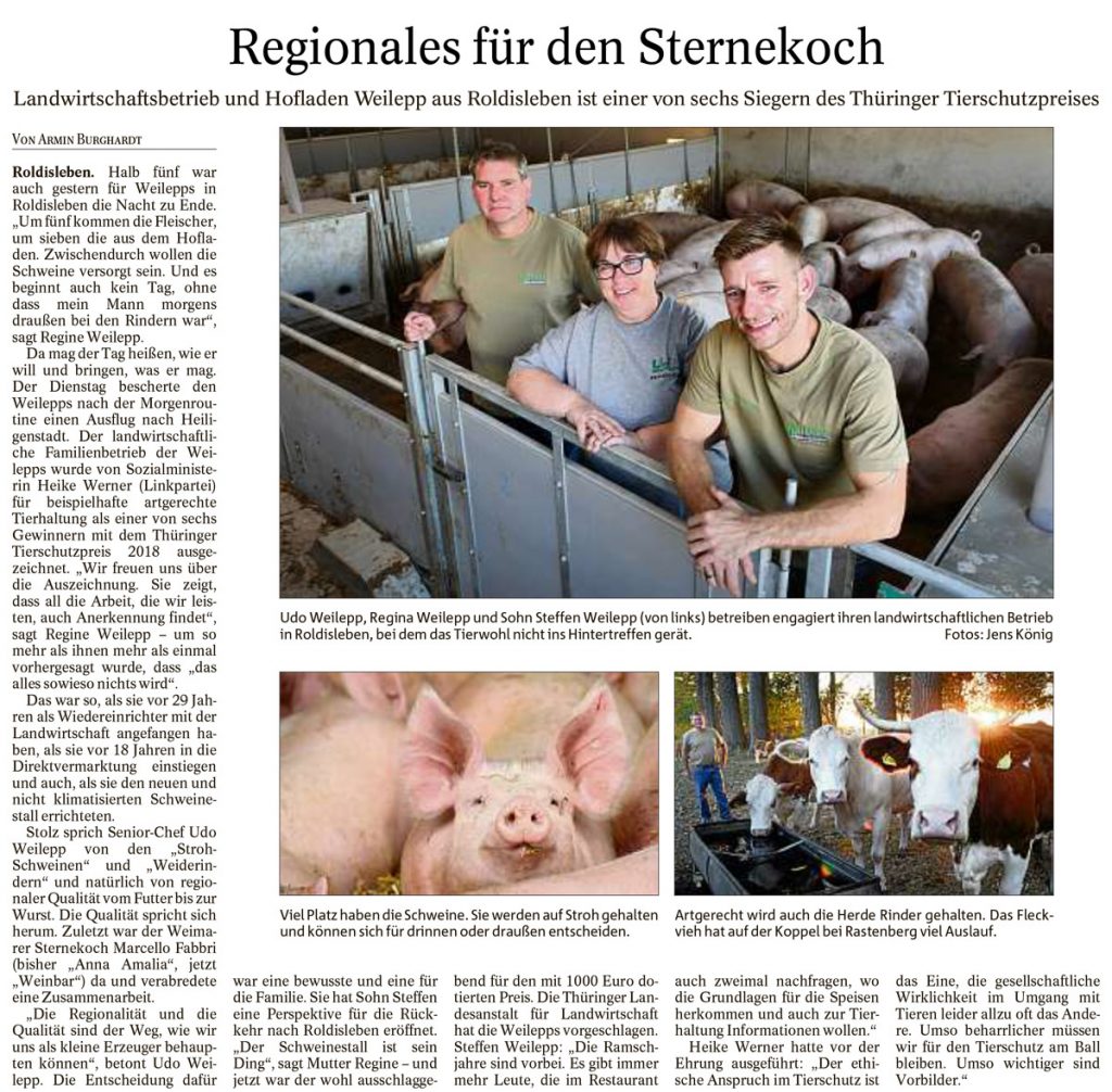Weileppp, Thüringer Tierschutzpreis, Strohschweine, Regional, Regionale Landwirtschaft